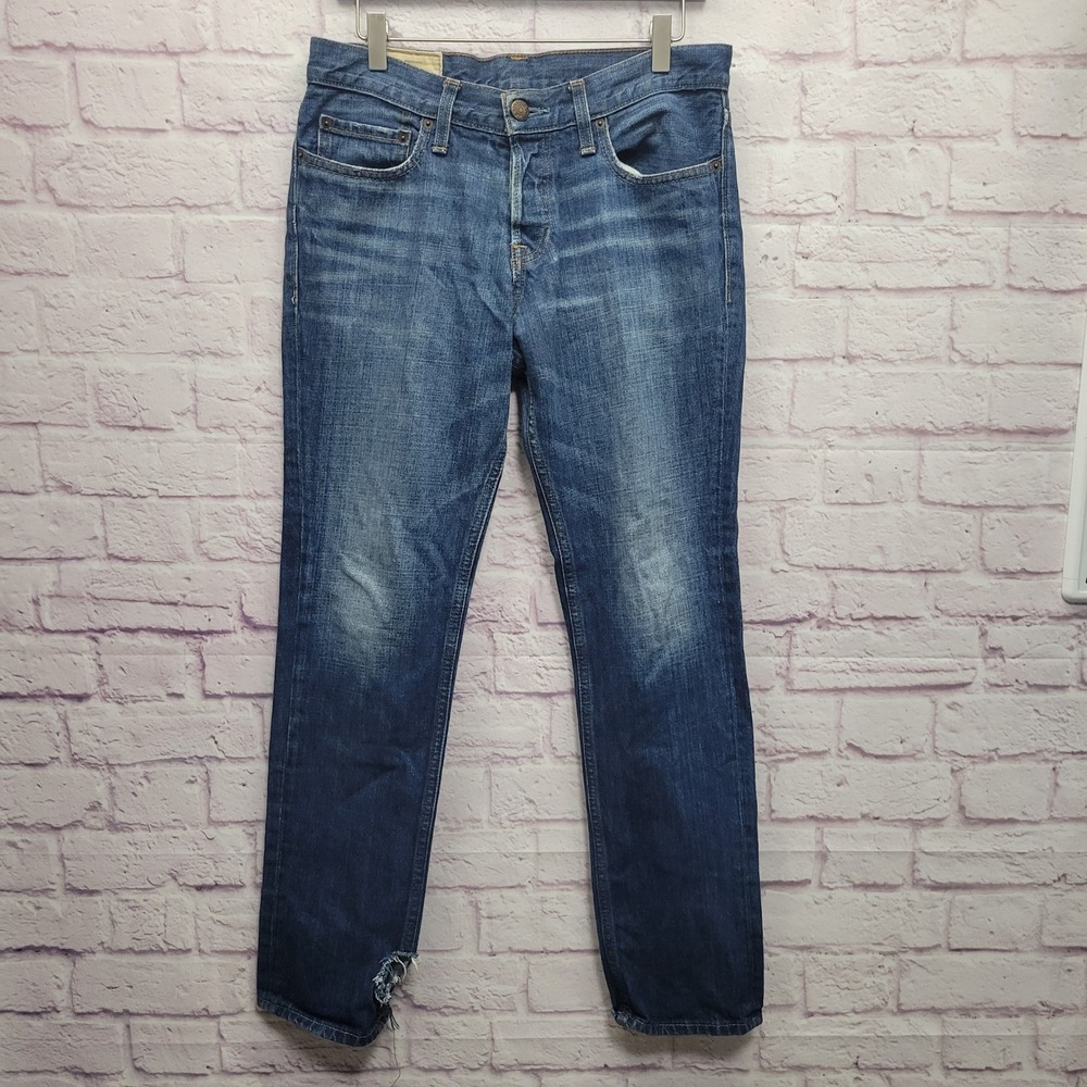 Hollister Button‎ Fly Slim Straight Jeans Mens Fits 33 Distressed Grunge Skater